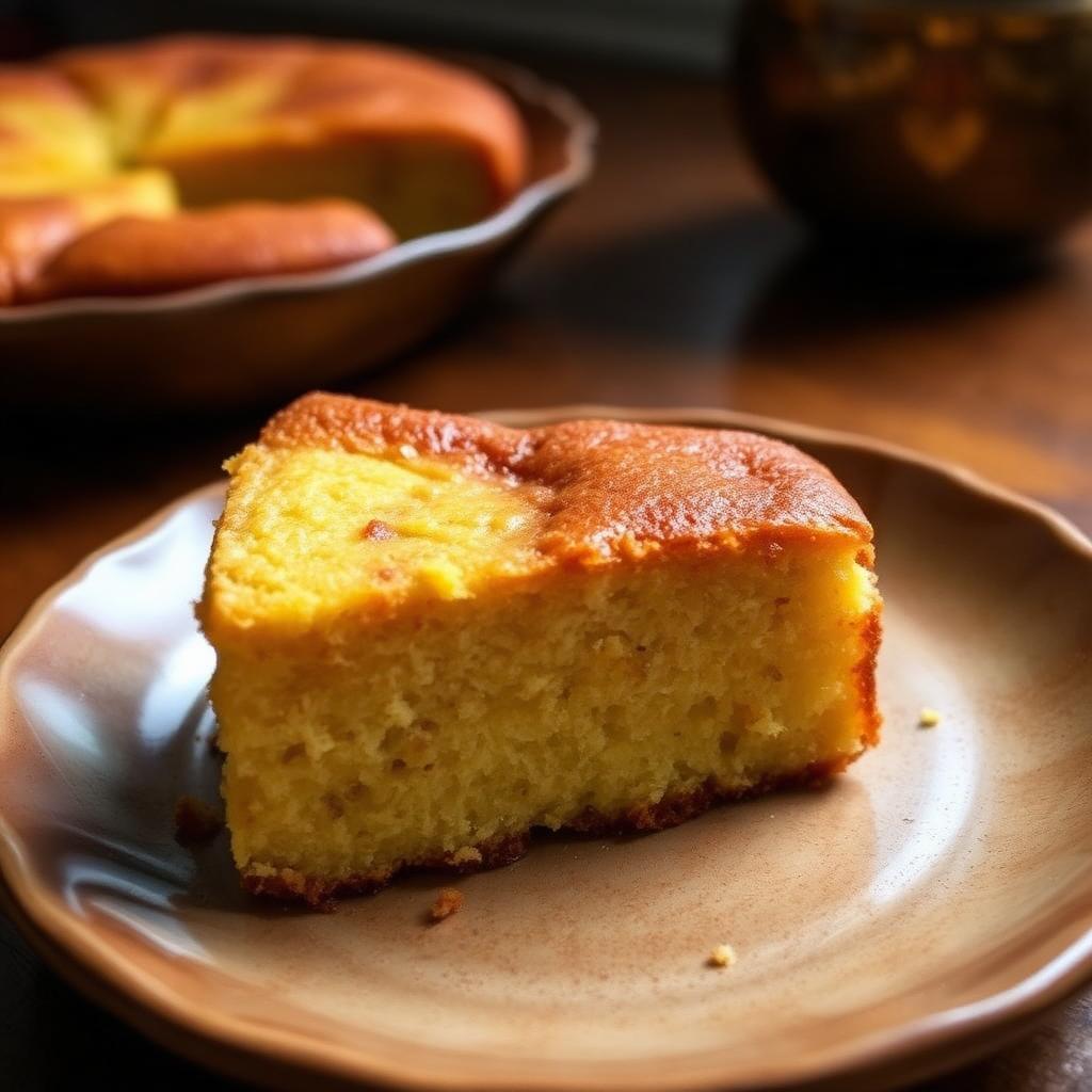 A slice of warm Kerala dessert on a ceramic plate