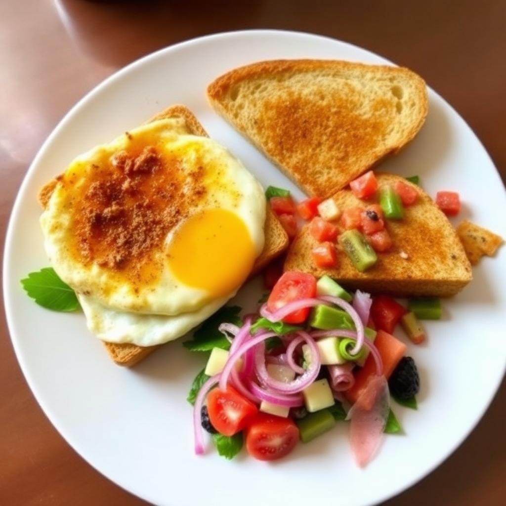 A light meal plate with egg sandwich and salad